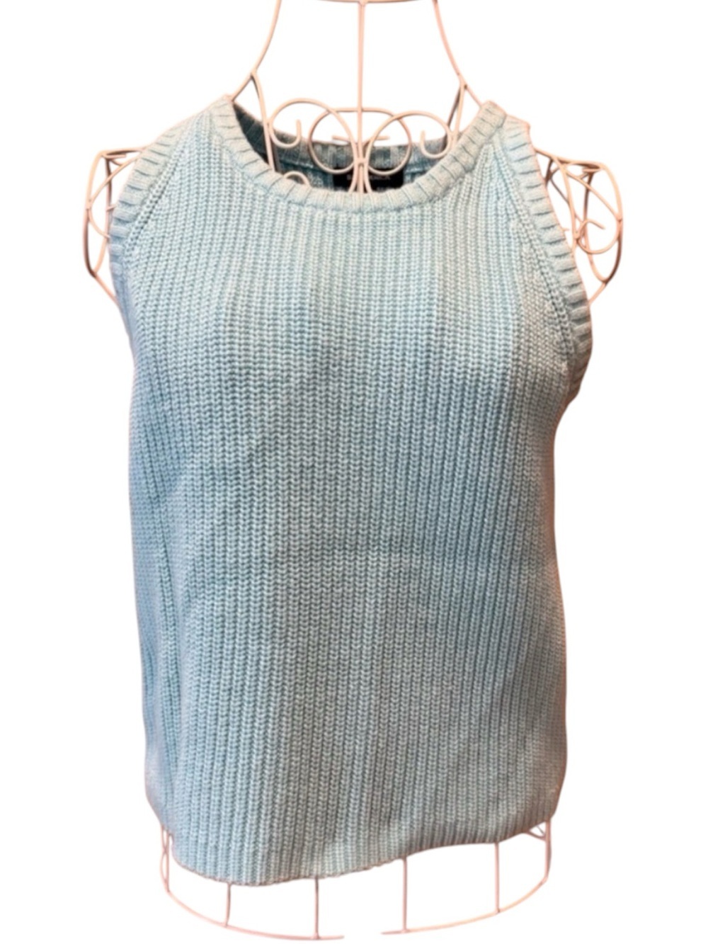 525 America Womens Small Light Blue Cotton Ribbed Knit Sleeveless Tank Top